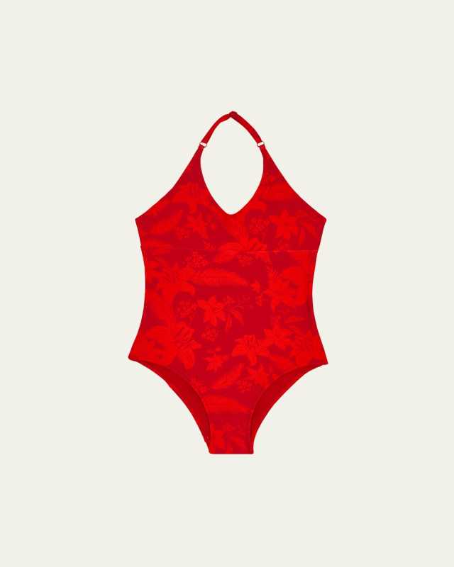 Girl's Jungle-Print One-Piece Swimsuit, Size 4-1